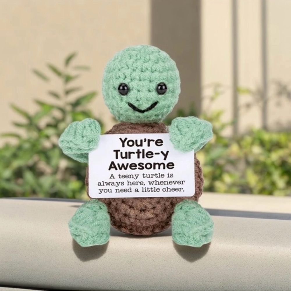 Handmade Crochet Emotional Support Sea Turtle “You’re Turtle-y Awesome” NEW